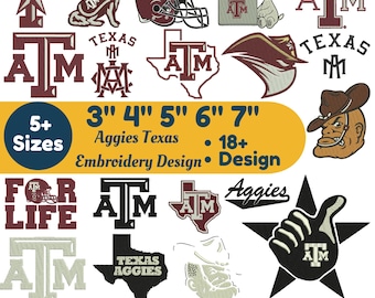 Aggie Spirit Machine Embroidery Designs College Custom Embroidery Sports Mascot Pattern Texas Embroidery Custom Trendy Embroidery 5+Size pes
