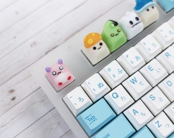 メイプルストーリー風グリーンスライムキーキャップ（手作り粘土製