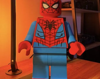 Gigantische 3D-geprinte Spider-Man minifiguur | Extra grote superhelden plankdecoratie