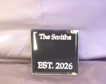 Personalized Family Name Mirror | Custom Established Date Mirror | Housewarming Gift | Wedding Gift | Hand Engraved Mirror
