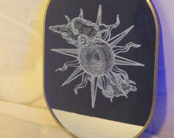 Solar Bloom Mirror | Hand Engraved Sun Mirror | Celestial Wall Decor | Boho Home Decor | Sunburst Mirror Art | Handmade Gift