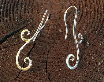 Sterling Silver Scroll Style Earrings with Slight Hand Hammered Texture Handmade