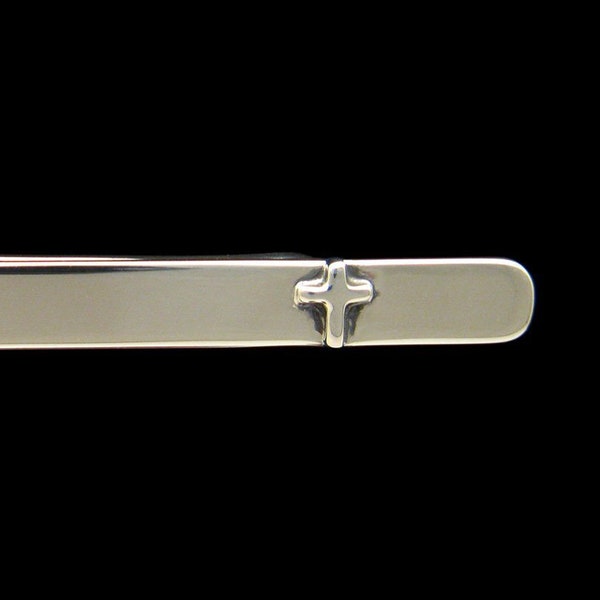 Cross Tie Bar Small Cross Tie Clip Handmade Sterling Silver in 3 Sizes