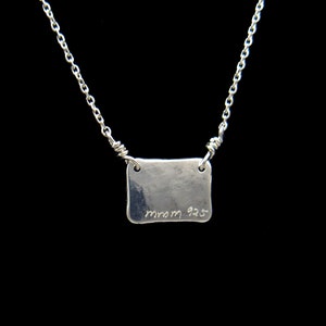 Sterling Silver Initial necklace 1 to 3 Letter, Name, ID, Phrase Necklace / Plaque Handmade Hand Hammered image 2