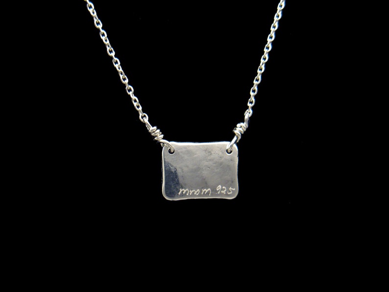 Sterling Silver Initial necklace 1 to 3 Letter, Name, ID, Phrase Necklace / Plaque Handmade Hand Hammered image 2