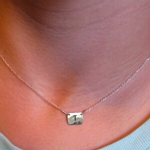 Sterling Silver Initial necklace 1 to 3 Letter, Name, ID, Phrase Necklace / Plaque Handmade Hand Hammered image 3