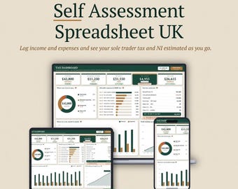 Self Assessment Spreadsheet UK | Sole Trader Tax Return | HMRC Income & Expense Tracker | Self Employed | Excel + Google Sheets 2025/26