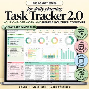 Task Tracker Spreadsheet to Do List Google Sheets Excel Work Organizer Recurring Task Planner Team Project Management ADHD Productivity
