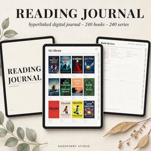 Digital Reading Journal for Goodnotes, Book Tracker, Reading Log, Book Review Journal and Hyperlinked iPad Planner for Notability