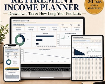 UK Retirement Income Planner, Pension Drawdown, Tax Tracker (Excel/Google Sheets)