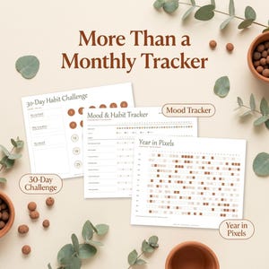 Monthly Habit Tracker Printable Landscape | 18 Habit & Routine Trackers | Fillable PDF + A4 and Letter | 30 Day Challenge | Instant Download image 6