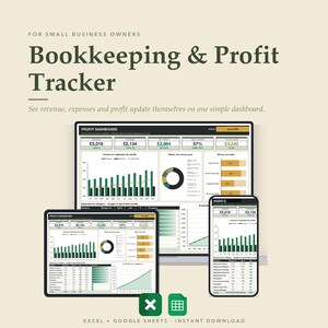 Small Business Bookkeeping Spreadsheet Excel Google Sheets, Income and Expense Tracker, Profit and Loss Template, Business Budget, Tax Pot