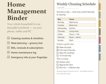 Carpeta de gestión del hogar / Planificador doméstico OneNote (Descarga digital)