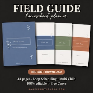 Bearbeitbare Canva-Vorlage für den Homeschooling-Planer, Stundenplan mit Schleife + Unterrichtspläne für mehrere Kinder, Anwesenheitsliste, Wochen- und Monatsplanung zum Ausdrucken Bild 9