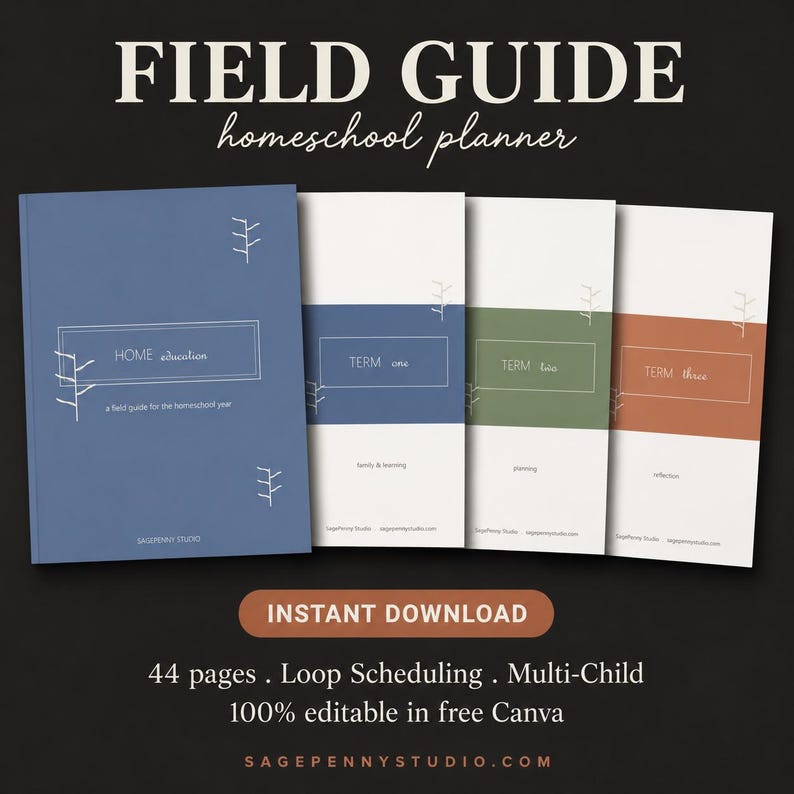 Bearbeitbare Canva-Vorlage für den Homeschooling-Planer, Stundenplan mit Schleife + Unterrichtspläne für mehrere Kinder, Anwesenheitsliste, Wochen- und Monatsplanung zum Ausdrucken Bild 9