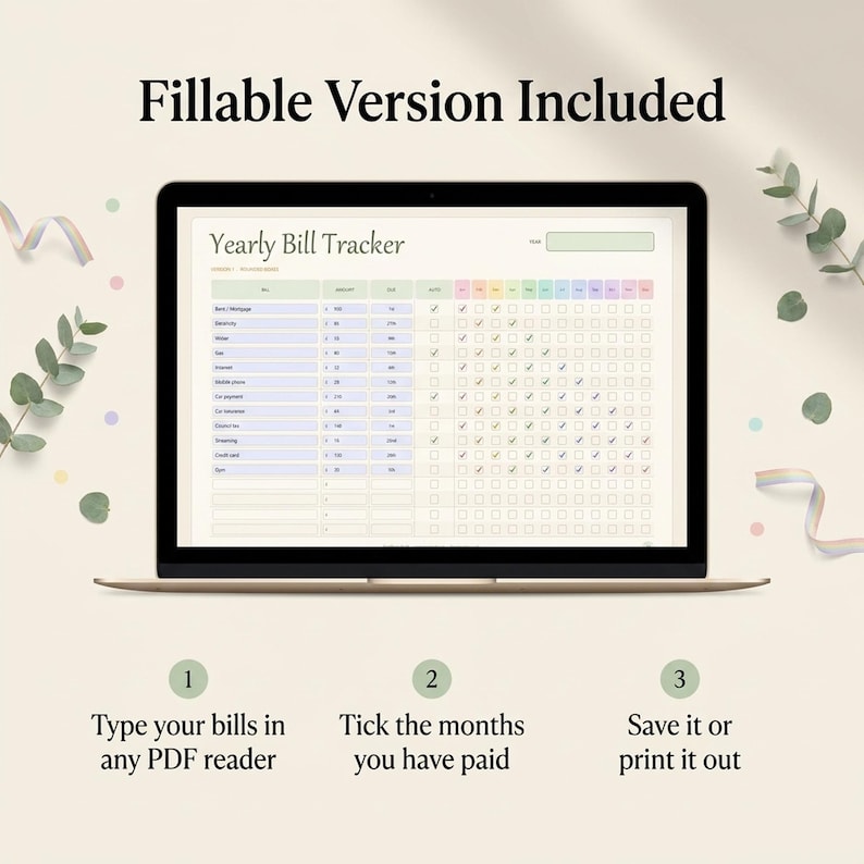 Bill Payment Tracker Printable | 19 Bill & Budget Trackers | Fillable PDF Letter A4 A5 | Yearly Monthly Bill Organizer | Instant Download image 5