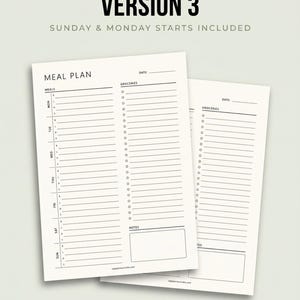Wekelijkse maaltijdplanner met boodschappenlijst, afdrukbare maaltijdplansjabloon, invulbare pdf, menuplanner, A4 A5-briefhelft, organisator maaltijdvoorbereiding afbeelding 4