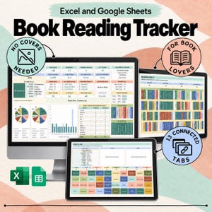 Foglio di calcolo per il monitoraggio dei libri Excel Fogli Google Monitoraggio della lettura Lista di lettura Monitoraggio TBR Registro dei libri Monitoraggio delle serie Libreria virtuale