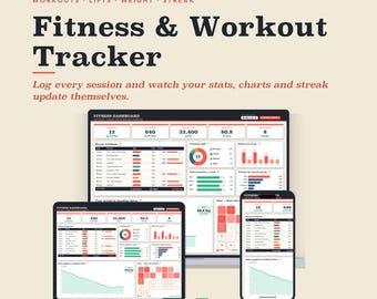 Hoja de cálculo para el seguimiento de la actividad física y el entrenamiento / Excel + Google Sheets / Registro de entrenamientos, peso, récords personales y objetivos