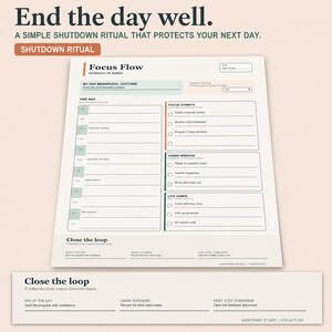 Planer pracy z domu, dzienny planer pracy w formacie PDF, wypełnialny planer produktywności, harmonogram bloków czasu skupienia, do druku zdjęcie 6