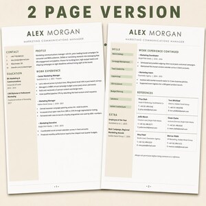 Modelo de currículo moderno em Word, pacote de modelos de CV, carta de apresentação, currículo compatível com ATS, editável no Google Docs, imprimível, download instantâneo imagem 3