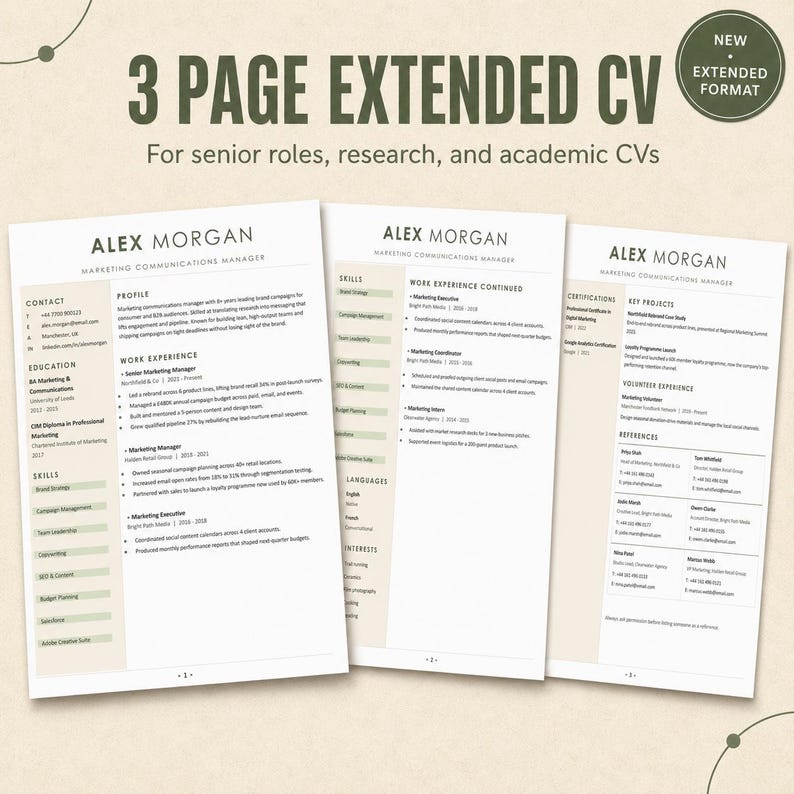 Modelo de currículo moderno em Word, pacote de modelos de CV, carta de apresentação, currículo compatível com ATS, editável no Google Docs, imprimível, download instantâneo imagem 4