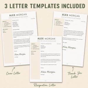 Modelo de currículo moderno em Word, pacote de modelos de CV, carta de apresentação, currículo compatível com ATS, editável no Google Docs, imprimível, download instantâneo imagem 5