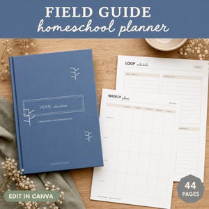 Homeschool Planner Editable Canva Template, Loop Schedule + Multi Child Lesson Plans, Attendance Log, Weekly Monthly Planning Printable