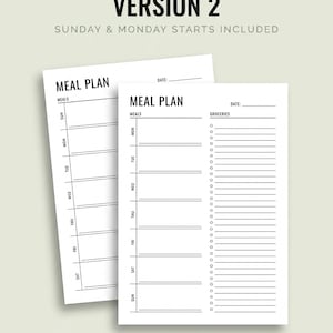 Wekelijkse maaltijdplanner met boodschappenlijst, afdrukbare maaltijdplansjabloon, invulbare pdf, menuplanner, A4 A5-briefhelft, organisator maaltijdvoorbereiding afbeelding 3