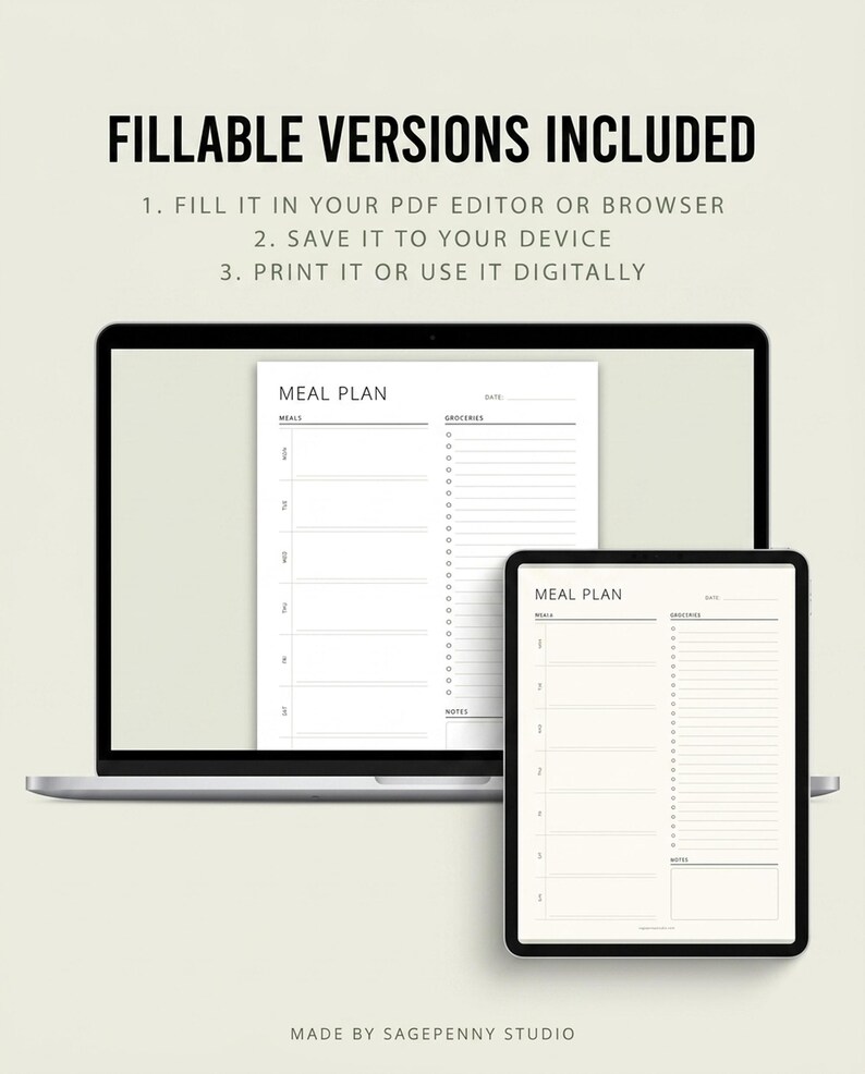 Wekelijkse maaltijdplanner met boodschappenlijst, afdrukbare maaltijdplansjabloon, invulbare pdf, menuplanner, A4 A5-briefhelft, organisator maaltijdvoorbereiding afbeelding 8
