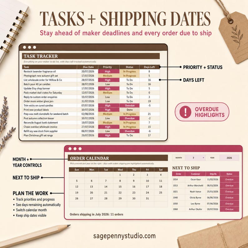 Etsy Seller Spreadsheet | Excel + Google Sheets | Order Tracker, Inventory, Pricing and Profit Dashboard image 8