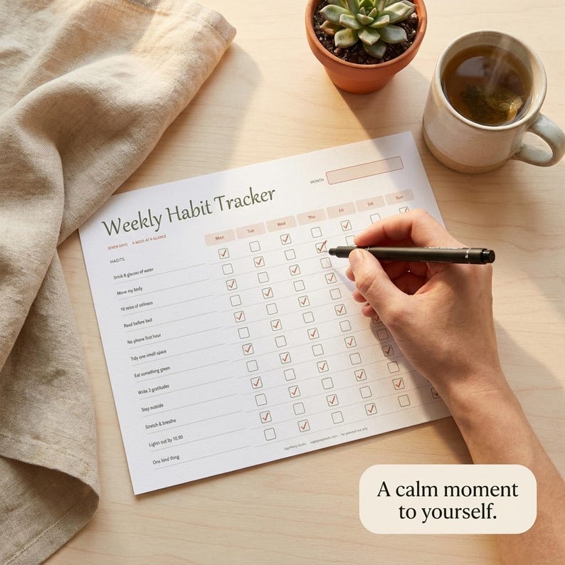Monthly Habit Tracker Printable Landscape | 18 Habit & Routine Trackers | Fillable PDF + A4 and Letter | 30 Day Challenge | Instant Download image 9