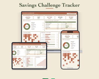 Planificador de ahorros / Excel, Google Sheets / 100 sobres, objetivos de 52 semanas (descarga digital)