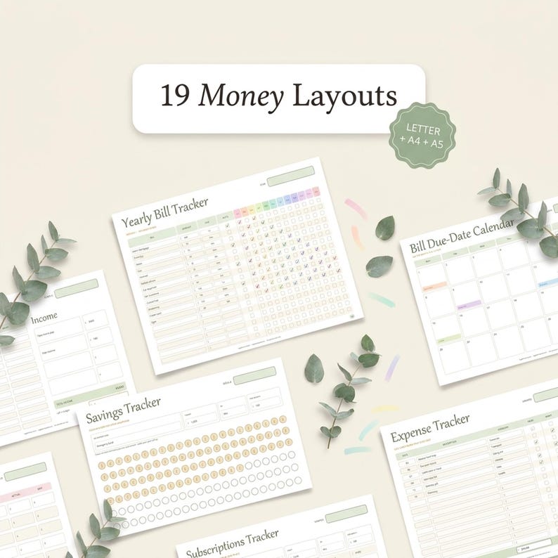 Bill Payment Tracker Printable | 19 Bill & Budget Trackers | Fillable PDF Letter A4 A5 | Yearly Monthly Bill Organizer | Instant Download image 2
