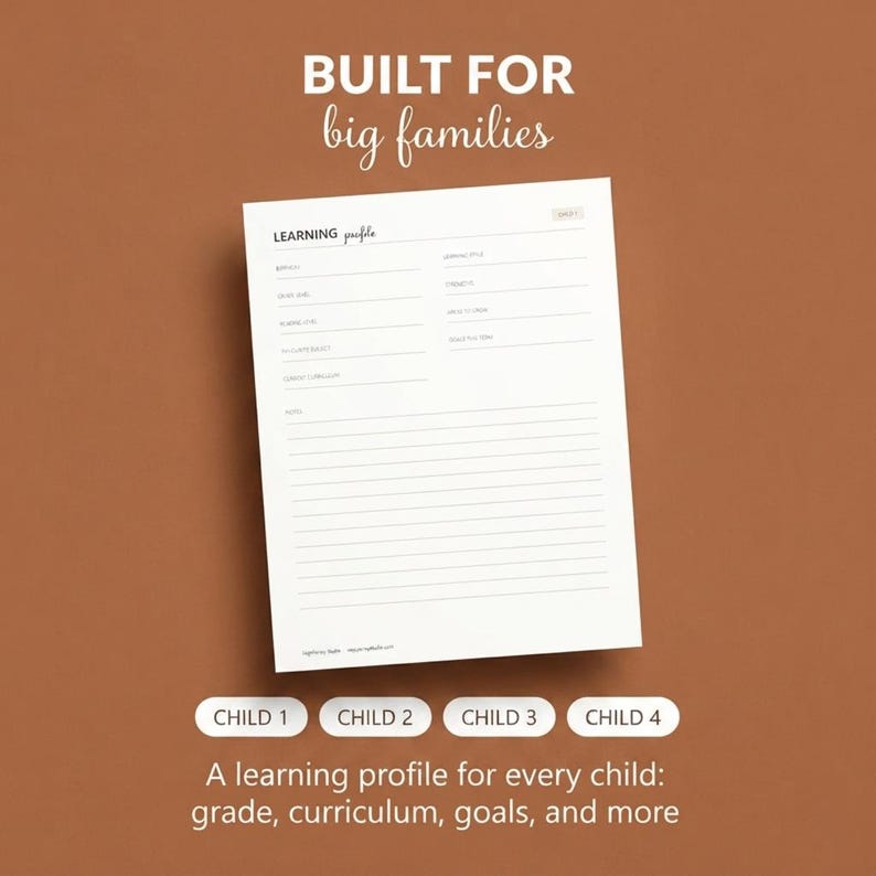 Bearbeitbare Canva-Vorlage für den Homeschooling-Planer, Stundenplan mit Schleife + Unterrichtspläne für mehrere Kinder, Anwesenheitsliste, Wochen- und Monatsplanung zum Ausdrucken Bild 3