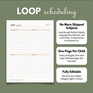 Bearbeitbare Canva-Vorlage für den Homeschooling-Planer, Stundenplan mit Schleife + Unterrichtspläne für mehrere Kinder, Anwesenheitsliste, Wochen- und Monatsplanung zum Ausdrucken Bild 2