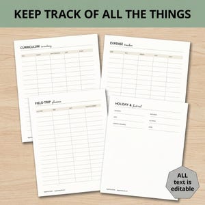 Bearbeitbare Canva-Vorlage für den Homeschooling-Planer, Stundenplan mit Schleife + Unterrichtspläne für mehrere Kinder, Anwesenheitsliste, Wochen- und Monatsplanung zum Ausdrucken Bild 5