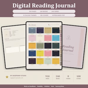 Digital Reading Journal Goodnotes 910 Pages 240 Books 240 Series Reading Tracker Book Journal Notability iPad Bookish Hyperlinked Planner image 1