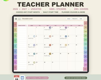 Teacher Digital Planner 2026 2027 Undated Goodnotes Planner, Teacher Lesson Planner, Academic Planner, iPad Teacher Plan Book Hyperlinked
