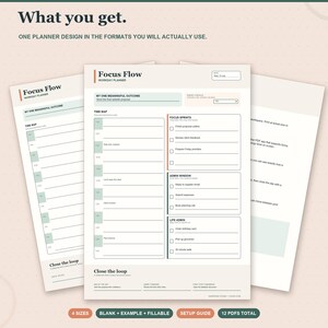 Planer pracy z domu, dzienny planer pracy w formacie PDF, wypełnialny planer produktywności, harmonogram bloków czasu skupienia, do druku zdjęcie 9