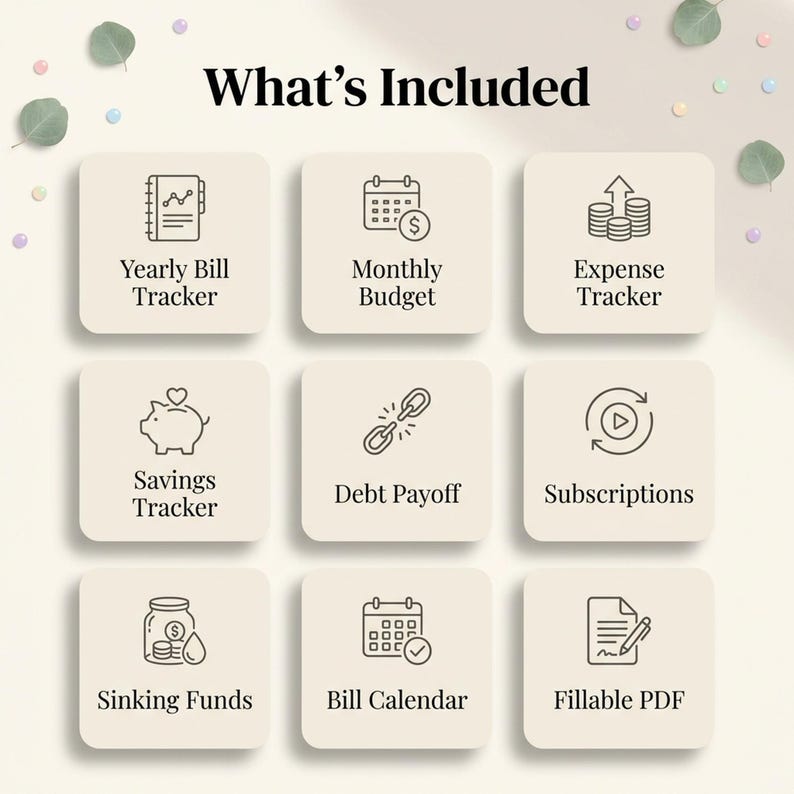 Bill Payment Tracker Printable | 19 Bill & Budget Trackers | Fillable PDF Letter A4 A5 | Yearly Monthly Bill Organizer | Instant Download image 4