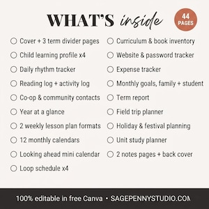 Bearbeitbare Canva-Vorlage für den Homeschooling-Planer, Stundenplan mit Schleife + Unterrichtspläne für mehrere Kinder, Anwesenheitsliste, Wochen- und Monatsplanung zum Ausdrucken Bild 6