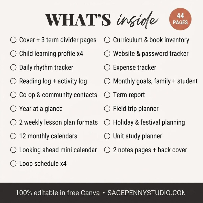 Bearbeitbare Canva-Vorlage für den Homeschooling-Planer, Stundenplan mit Schleife + Unterrichtspläne für mehrere Kinder, Anwesenheitsliste, Wochen- und Monatsplanung zum Ausdrucken Bild 6