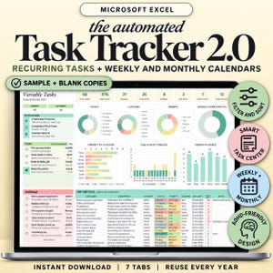 Task Tracker Spreadsheet to Do List Google Sheets Excel Work Organizer Recurring Task Planner Team Project Management ADHD Productivity