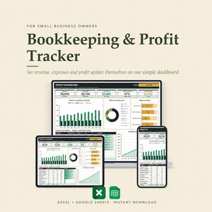 Small Business Bookkeeping Spreadsheet Excel Google Sheets, Income and Expense Tracker, Profit and Loss Template, Business Budget, Tax Pot