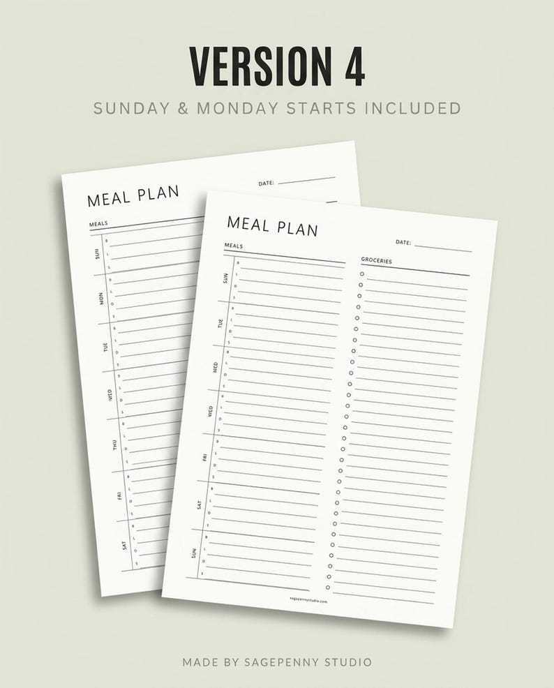 Wekelijkse maaltijdplanner met boodschappenlijst, afdrukbare maaltijdplansjabloon, invulbare pdf, menuplanner, A4 A5-briefhelft, organisator maaltijdvoorbereiding afbeelding 5
