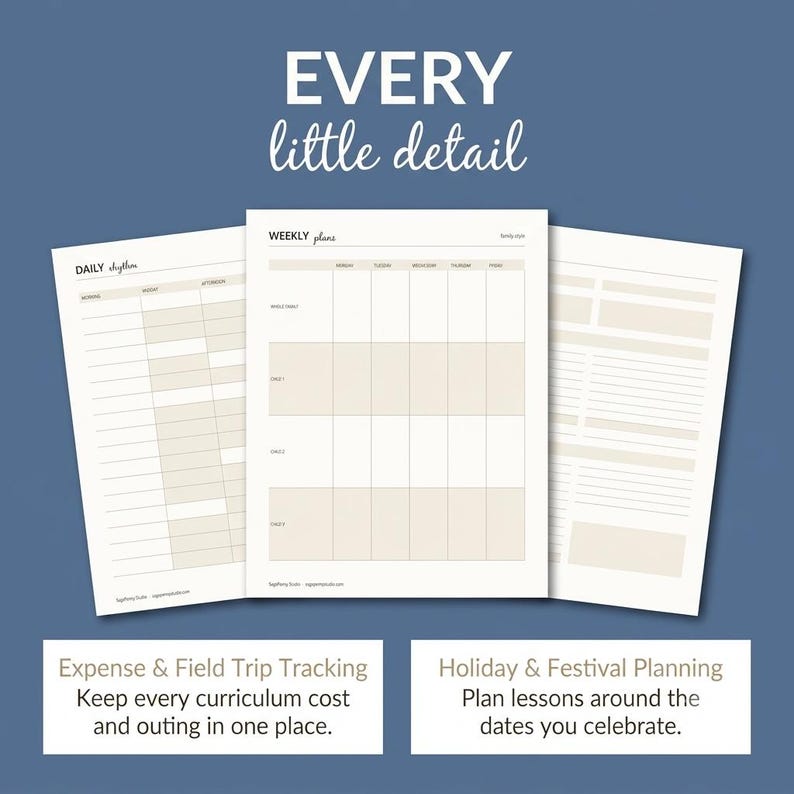 Bearbeitbare Canva-Vorlage für den Homeschooling-Planer, Stundenplan mit Schleife + Unterrichtspläne für mehrere Kinder, Anwesenheitsliste, Wochen- und Monatsplanung zum Ausdrucken Bild 8