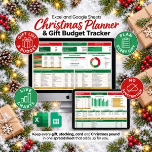 Christmas Planner Spreadsheet Excel Google Sheets Christmas Gift List Tracker Holiday Budget Planner Christmas Shopping List Card List