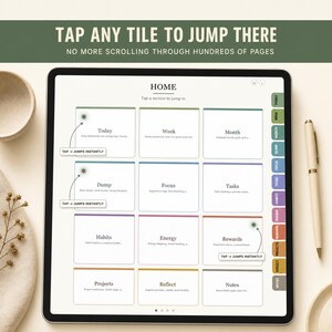 Planejador digital para TDAH, com hiperlinks para Goodnotes e Notability, rastreador de hábitos diário, semanal e mensal sem data para iPad. imagem 2