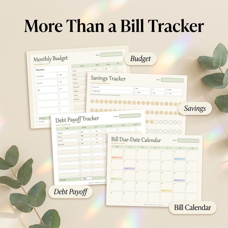 Bill Payment Tracker Printable | 19 Bill & Budget Trackers | Fillable PDF Letter A4 A5 | Yearly Monthly Bill Organizer | Instant Download image 7